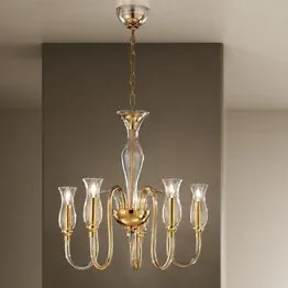 Lustre à décor ambre à cinq lumières