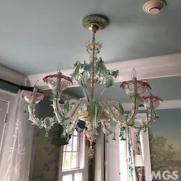Rezzonico araña de tipo Ca 'oro cristal decoración rosa y verde