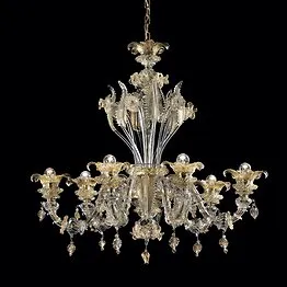 Lampadario Ca' Rezzonico in cristallo oro a sei luci
