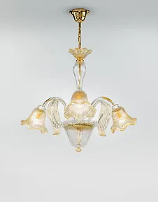 Lampadario a tre luci in cristallo oro