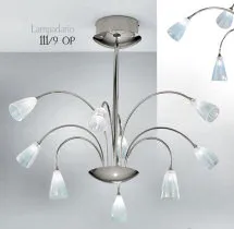 Lampadario metallo con opalino
