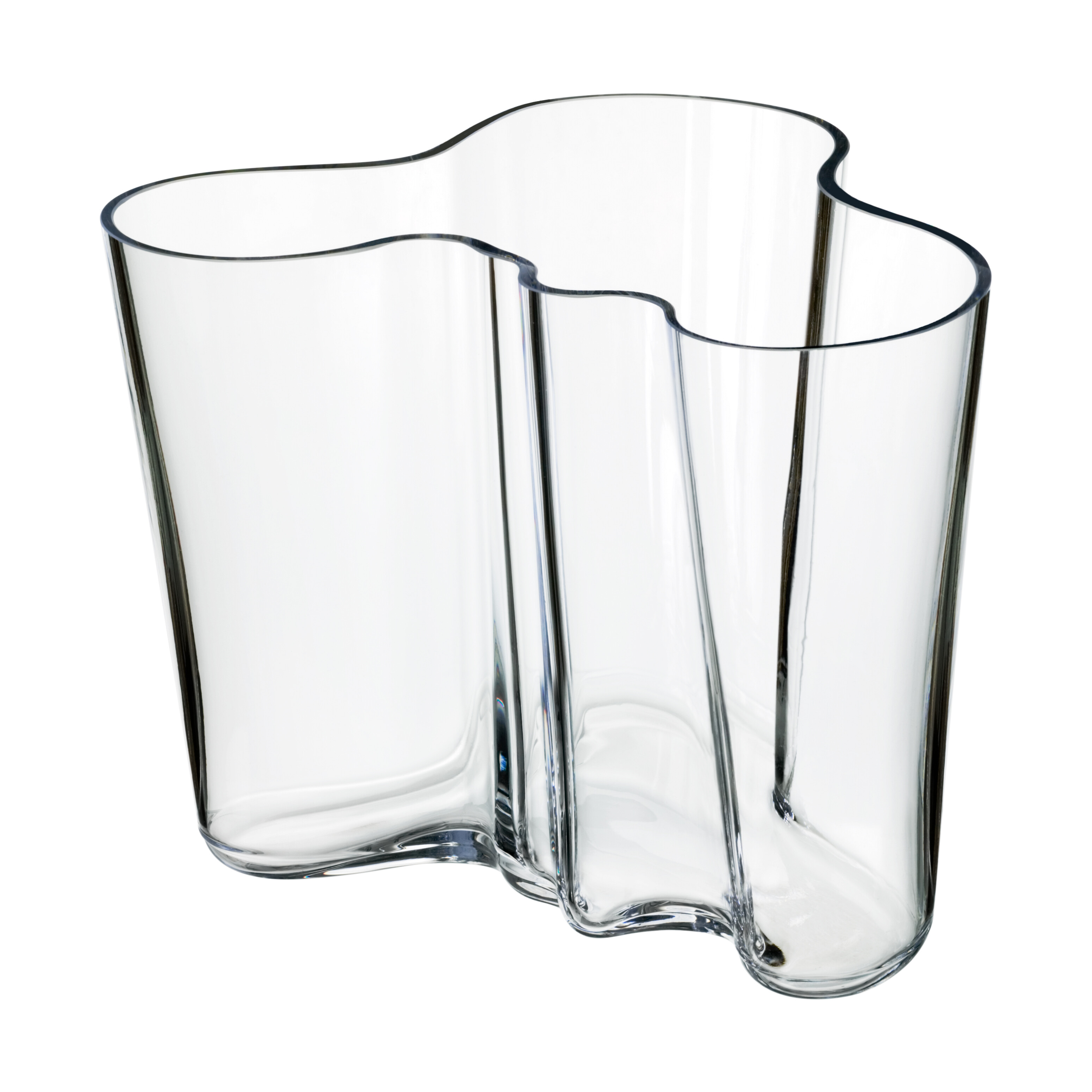 Vase en verre vert pâle à forme libre inspiré du modernisme organique d’Alvar Aalto